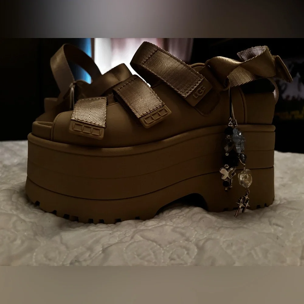 UGG Tan Platform Strappy Sandals